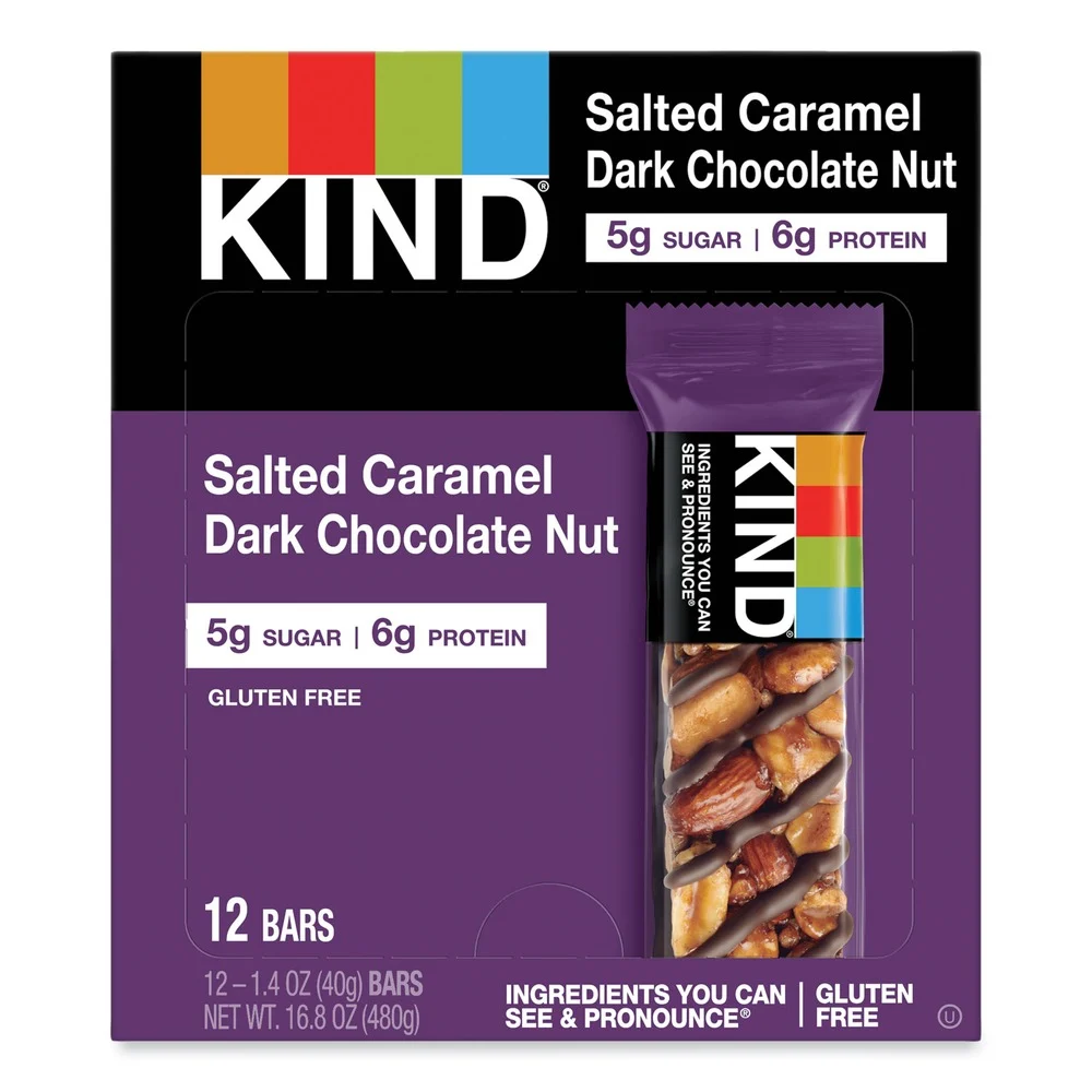 KIND 26961 1.4 oz. Nuts and Spices Bar - Salted Caramel and Dark Chocolate Nut (12/Pack)
