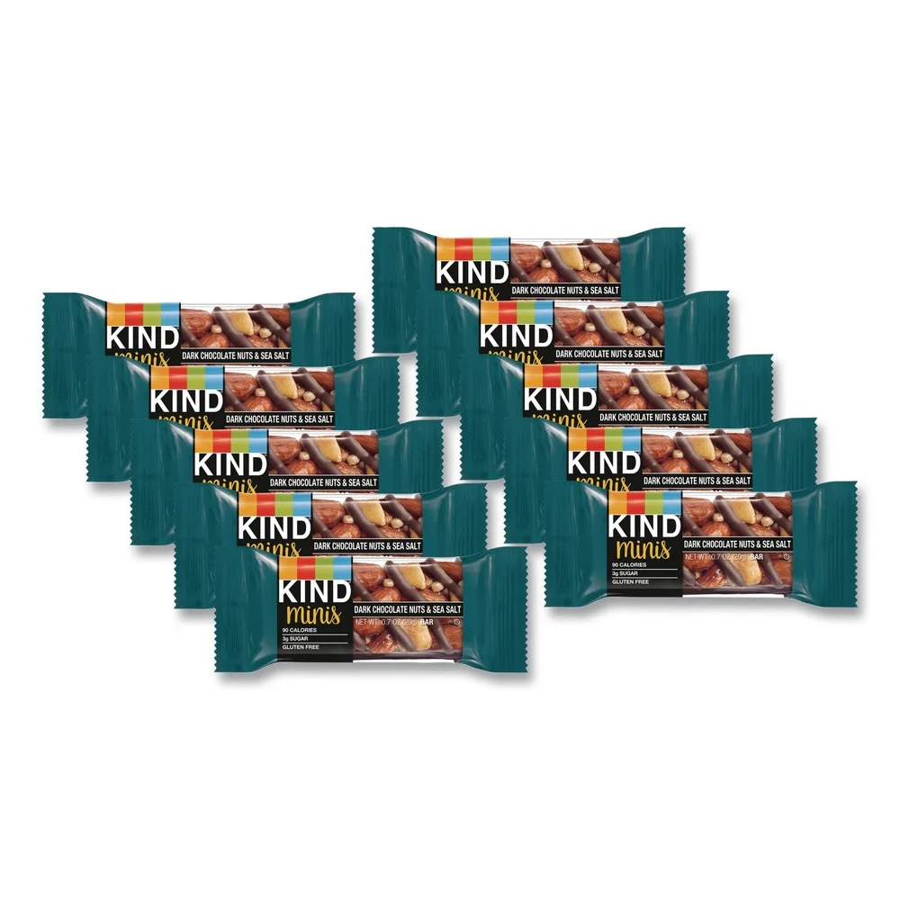 KIND 27959 0.7 oz. Minis - Dark Chocolate Nuts/Sea Salt (10/Pack)