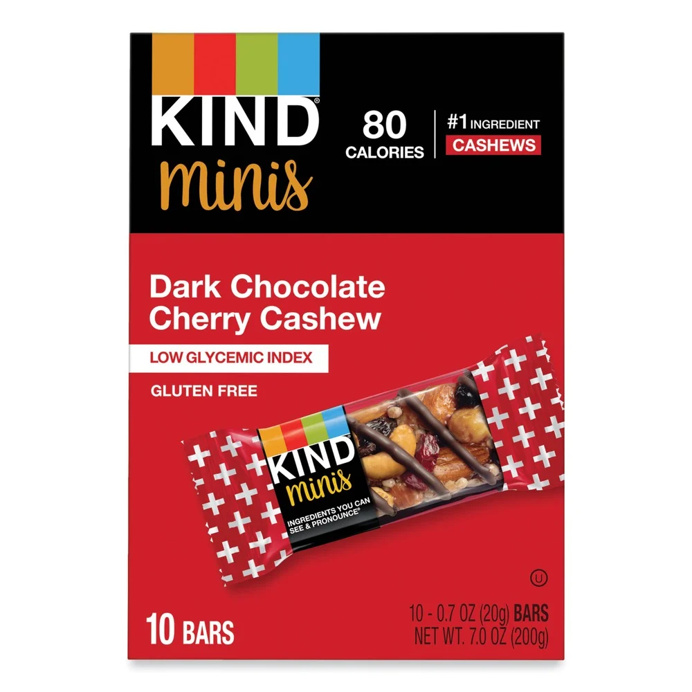 KIND 27962 0.7 oz. Minis - Dark Chocolate Cherry Cashew (10/Pack)