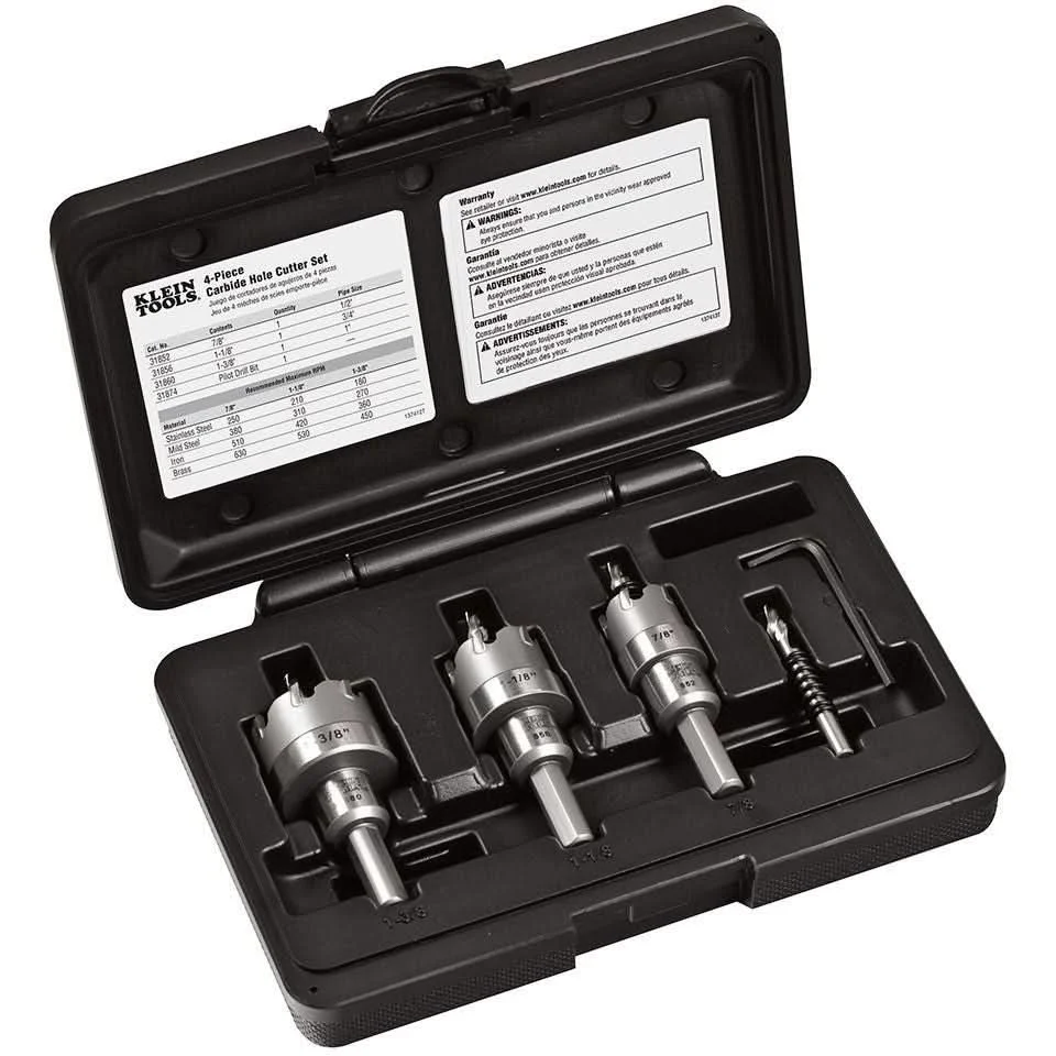 Klein 31872 Hole Saw Kit, Carbide Hole Cutter, 4-Piece
