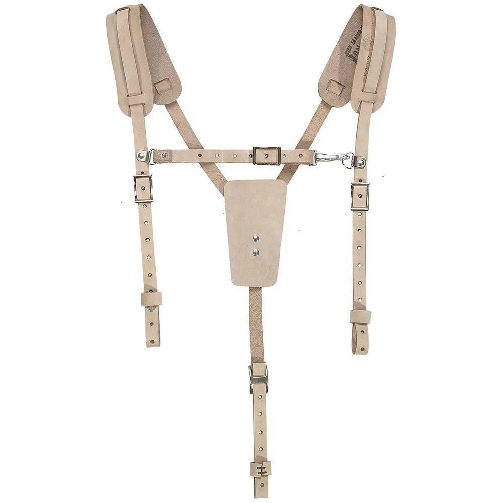 Klein Tools Soft Leather Work Belt Suspenders - One Size, Light Brown