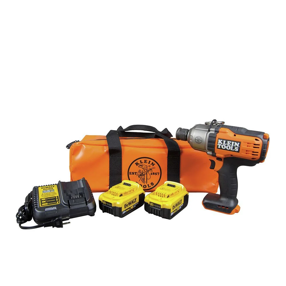 Klein Tools 20V Brushless Lithium-Ion 7/16 in. Cordless Impact Wrench Kit with 2 Batteries (4 Ah)