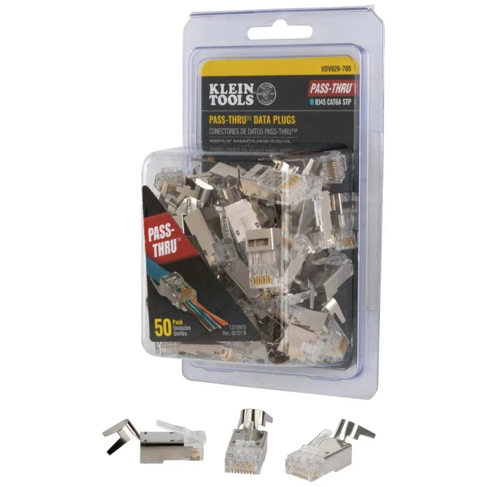 Klein Tools Pass-Thru RJ45 - CAT6A Shielded Modular Data Plugs (50/Pack)