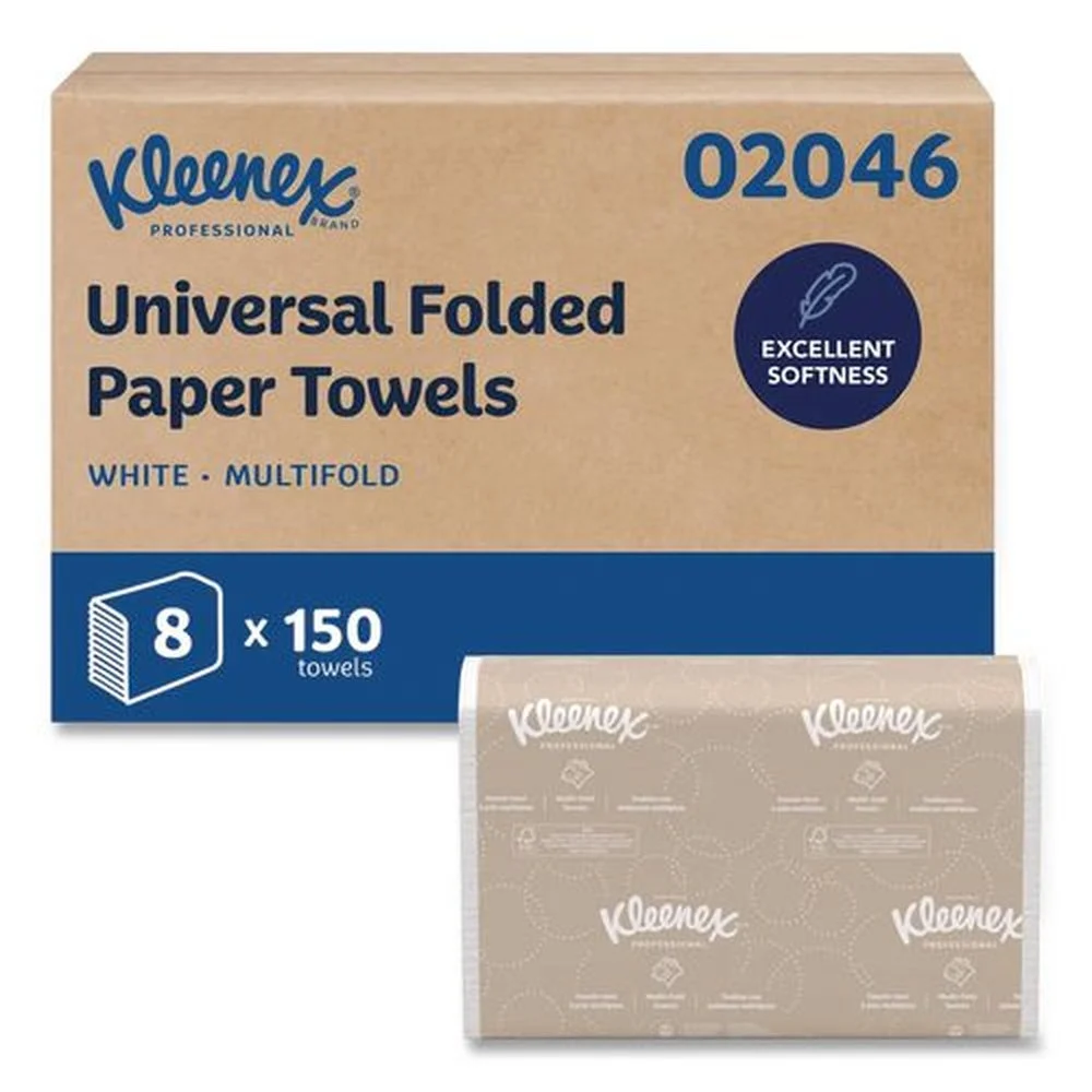 Kleenex 02046 Convenience 9.2 in. x 9.4 in. Multi-Fold Paper Towels - White (150/Pack, 8 Packs/Carton)