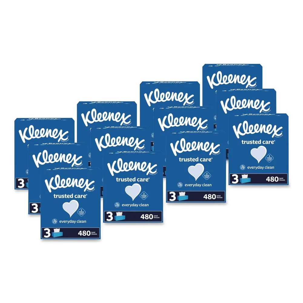 Kleenex Trusted Care 2-Ply Facial Tissue - White (12/Carton)