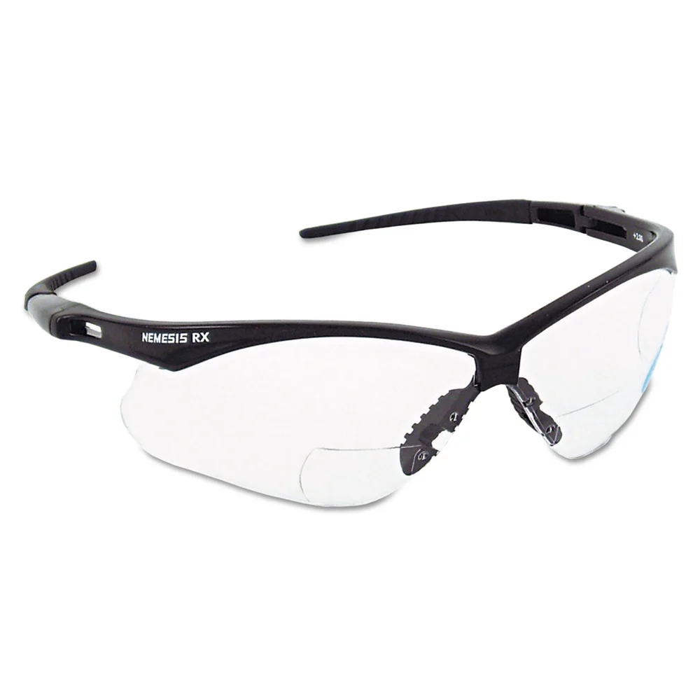 Ansell plus1.0 Diopter Strength V60 Nemesis Rx Reader Safety Glasses - Black Frame, Clear Lens
