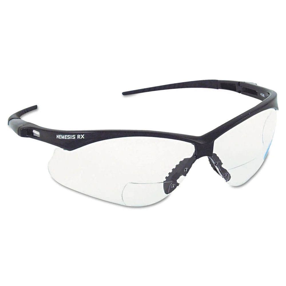 Ansell plus1.5 Diopter Strength V60 Nemesis Rx Reader Safety Glasses - Black Frame, Clear Lens