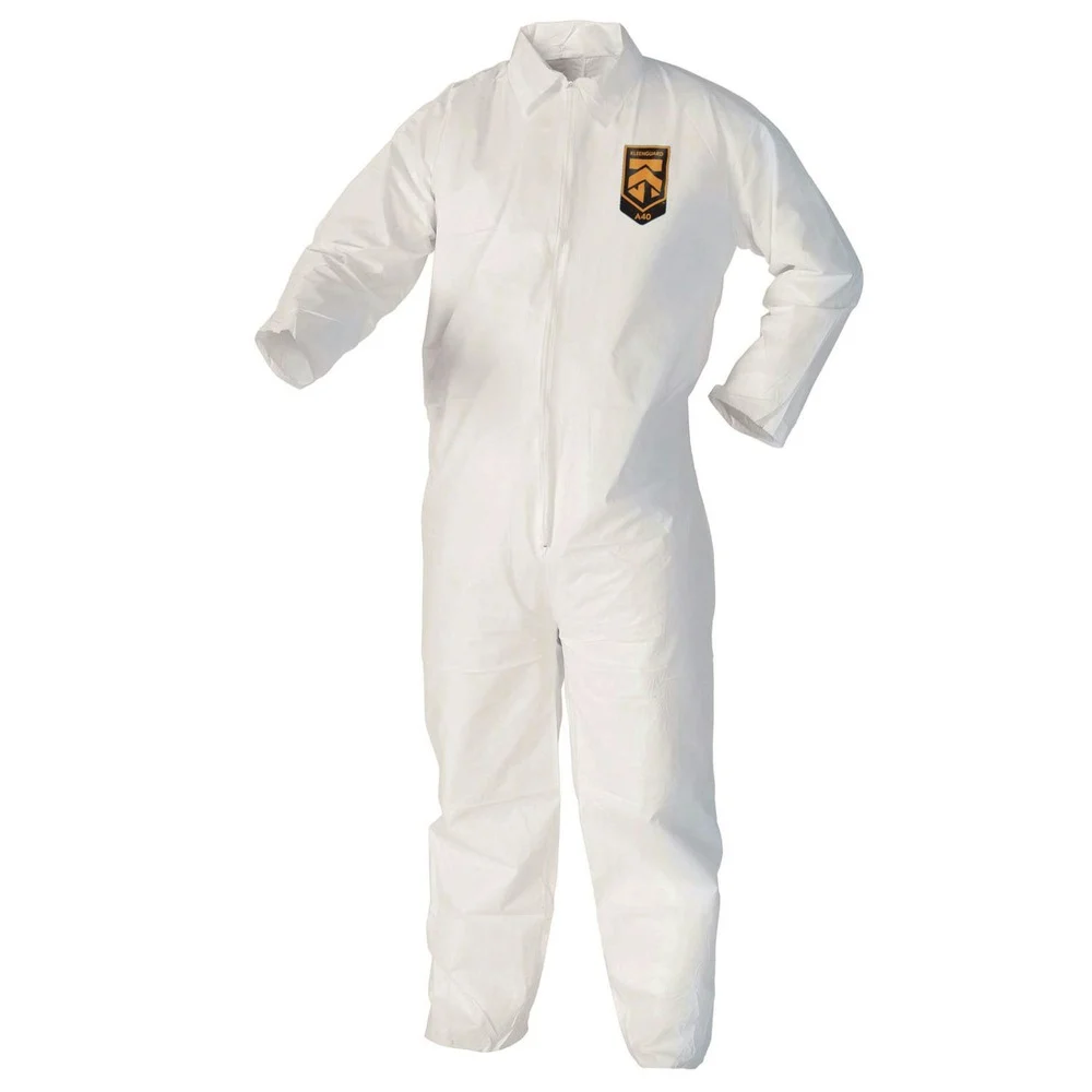 Ansell A40 Zipper Front Liquid and Particle Protection Coveralls - 3X-Large White (25/Carton)