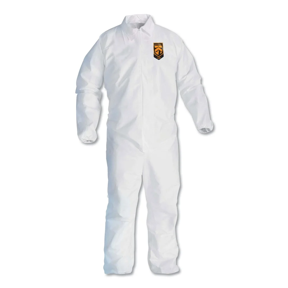 Ansell A40 Elastic-Cuff and Ankles Coveralls - White/Large (25/Carton)