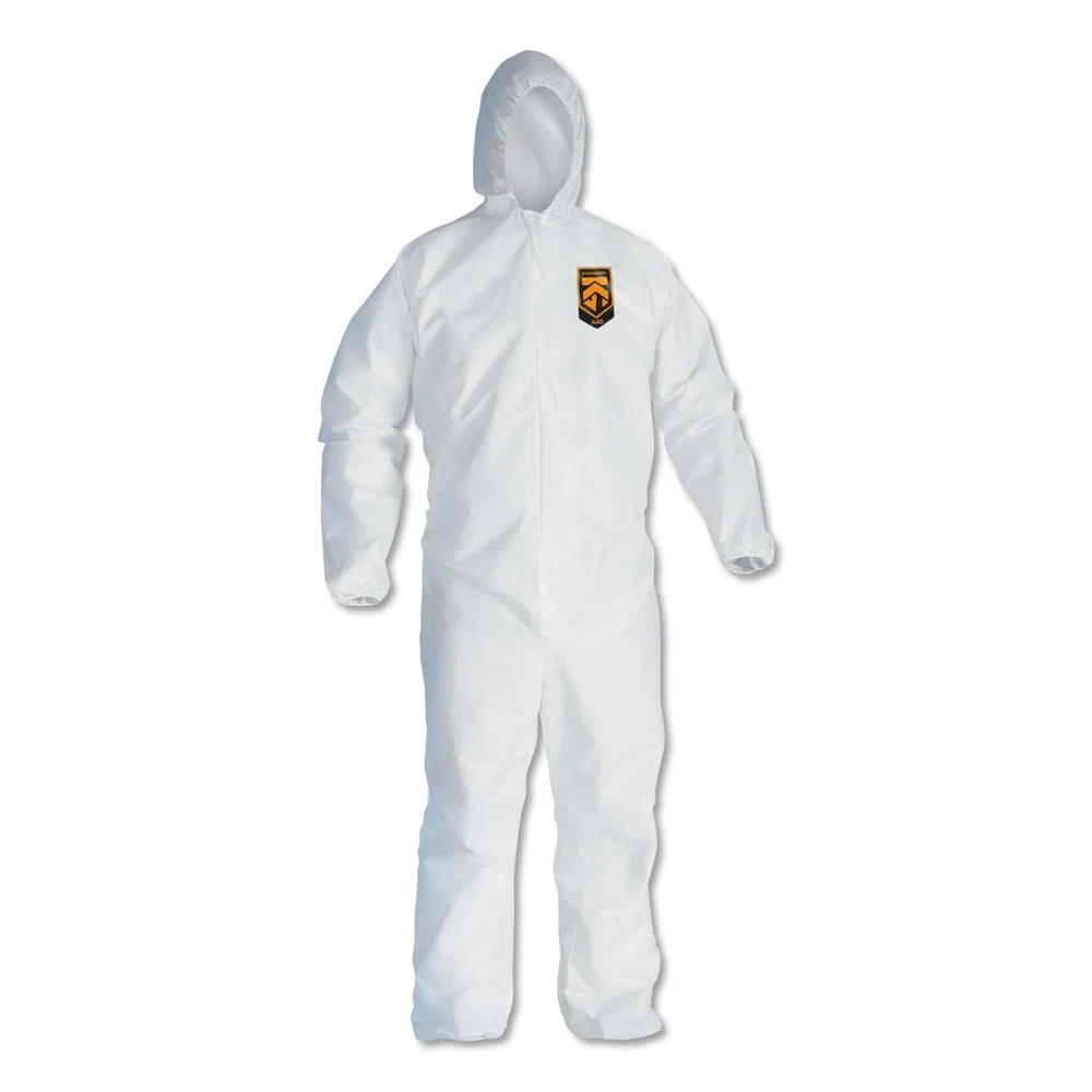 Ansell A40 Elastic-Cuff and Ankles Hooded Coveralls - Large, White (25/Carton)