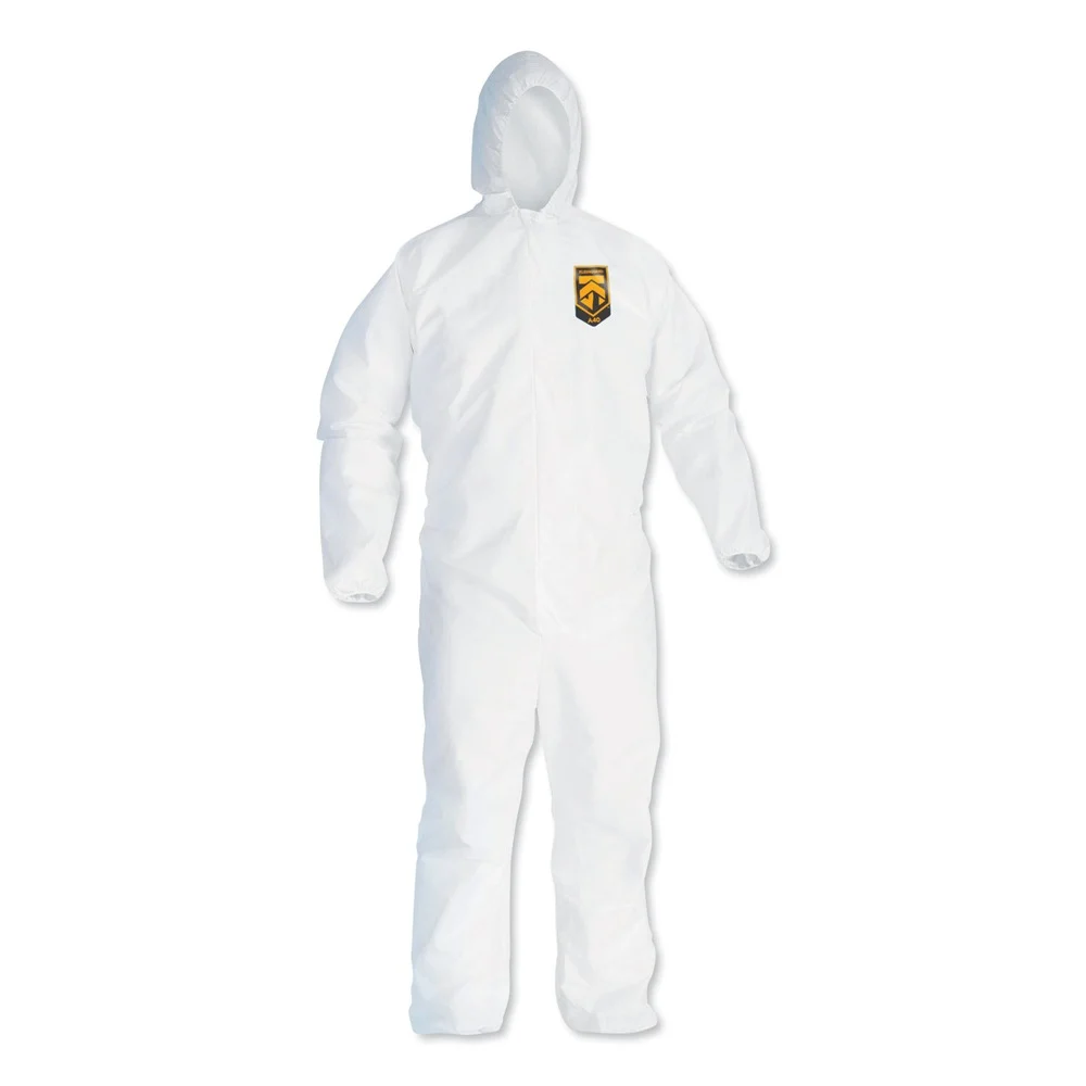 Ansell A40 Elastic-Cuff and Ankles Hooded Coveralls - X-Large/White (25/Carton)