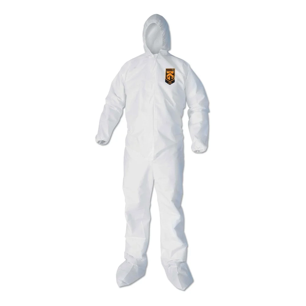 Ansell A40 Elastic-Cuff Ankle Hood and Boot Coveralls - X-Large, White (25/Carton)
