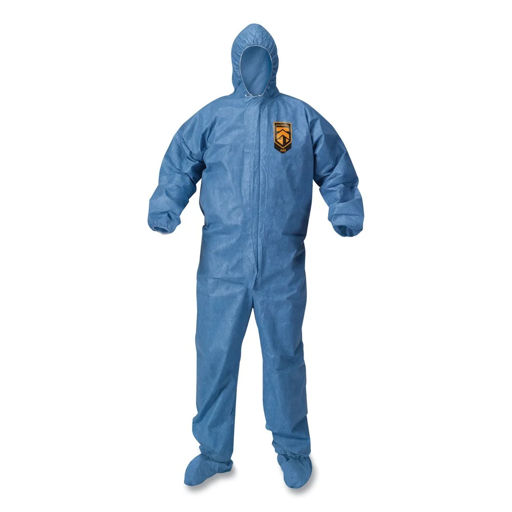 KleenGuard A65 Flame-Resistant Hood and Boot Coveralls - 2XL, Blue (25/Carton)