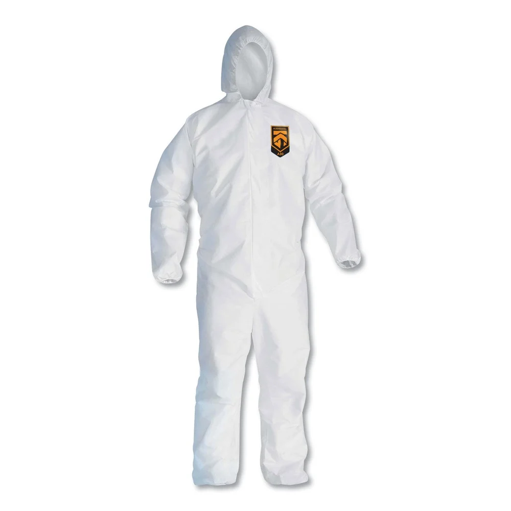 Ansell A30 Elastic-Back and Cuff Hooded Coveralls - Extra Large, White (25/Carton)
