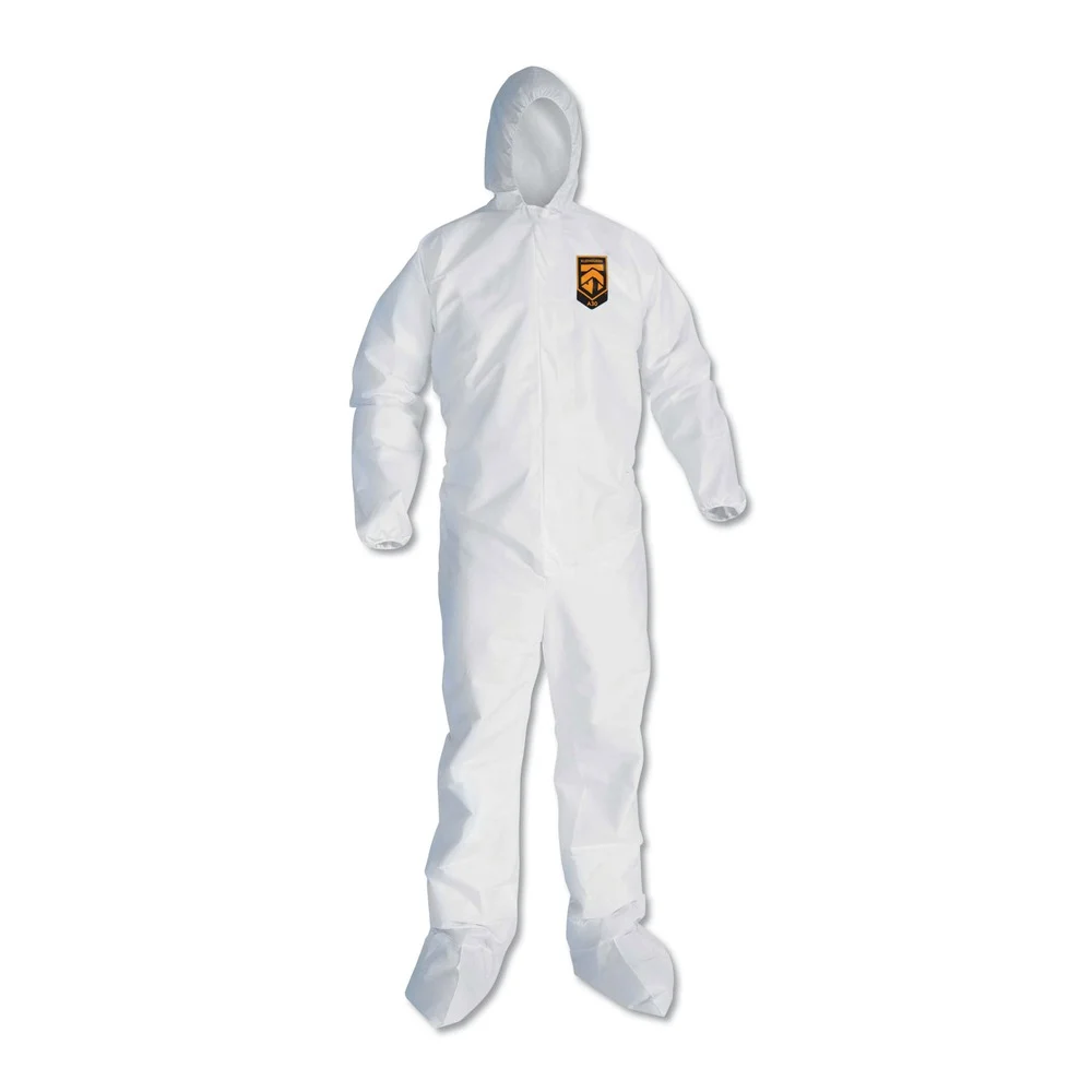 Ansell A30 Elastic-Back and Cuff Hooded/Boots Coveralls - Triple Extra Large, White (21/Carton)
