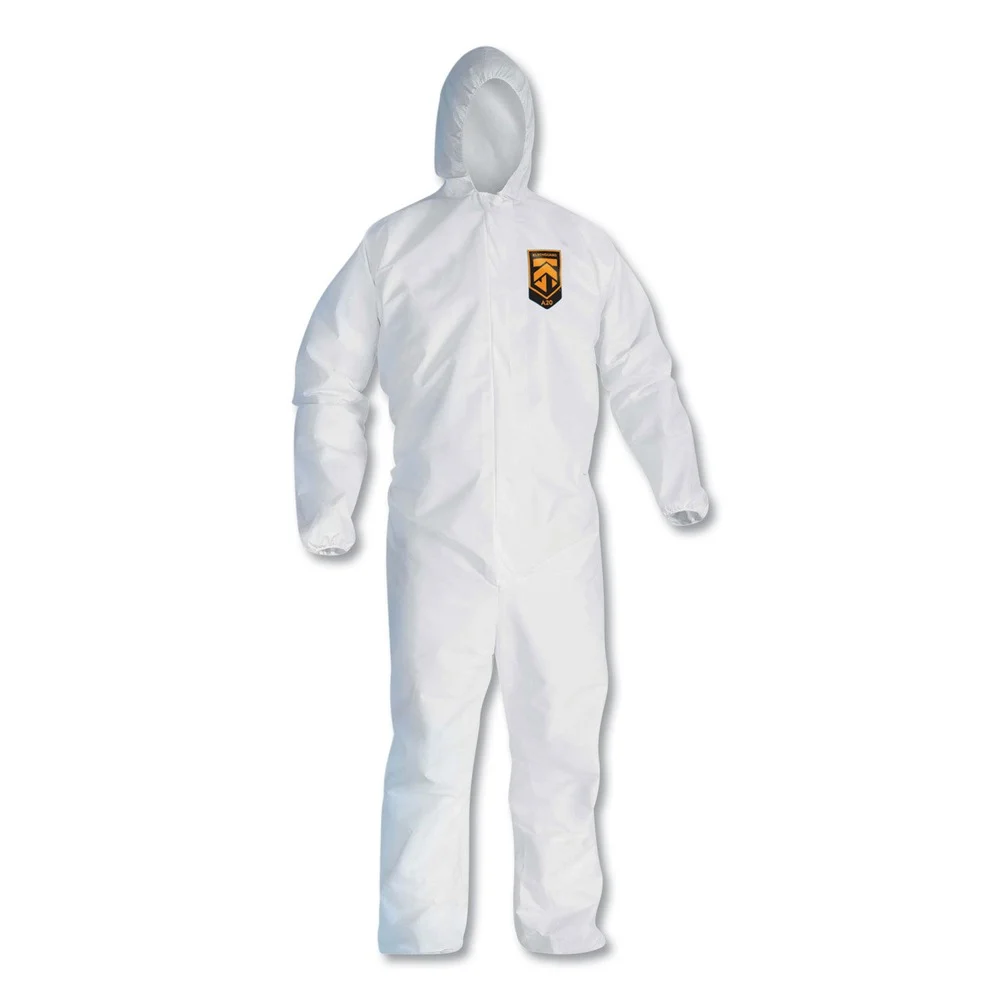 Ansell A20 Elastic-Back, Cuff, and Ankles Hooded Coveralls - Quadruple Extra Large, White (20/Carton)