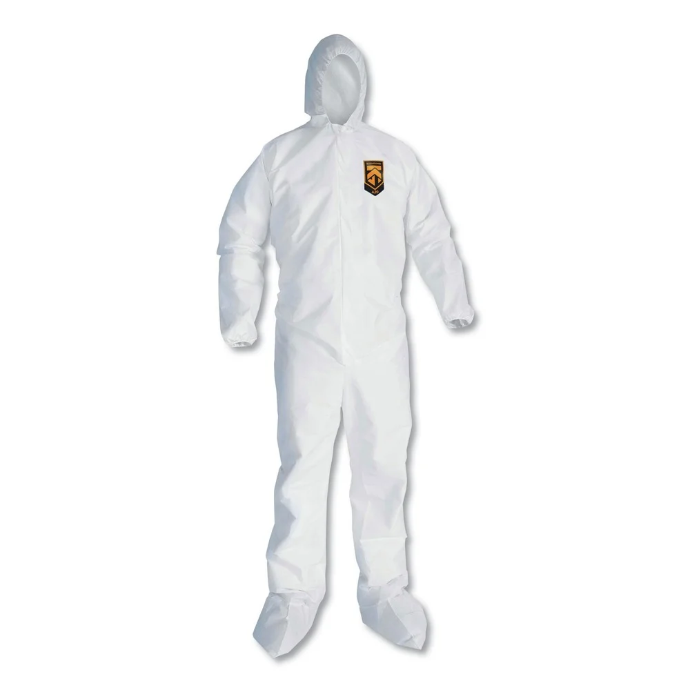 Ansell A20 Elastic-Back and Ankle, Hood and Boot Coveralls - Extra Large, White (24/Carton)