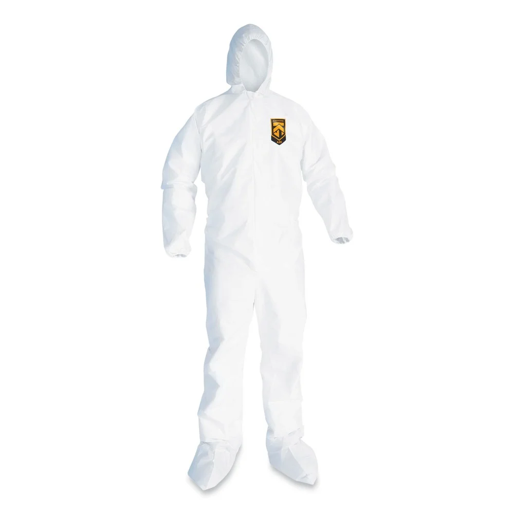 Ansell A20 Elastic-Back, Hood and Boots Breathable Particle Protection Coveralls - Quadruple Extra Large, White (20/Carton)