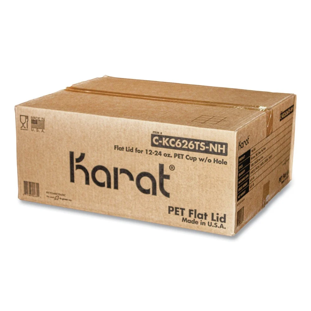 Karat C-KC626TS-NH 12 oz. to 24 oz. Cold Cup No Hole Flat PET Lids - Clear (1000/Carton)