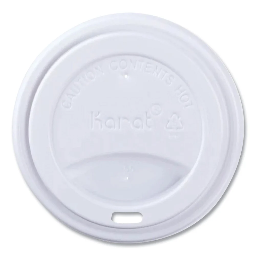 Karat C-KDL516W-PP Plastic Sipper Hot Cup Lids Fits 10 oz. to 24 oz. Hot Cups - White (1000/Carton)
