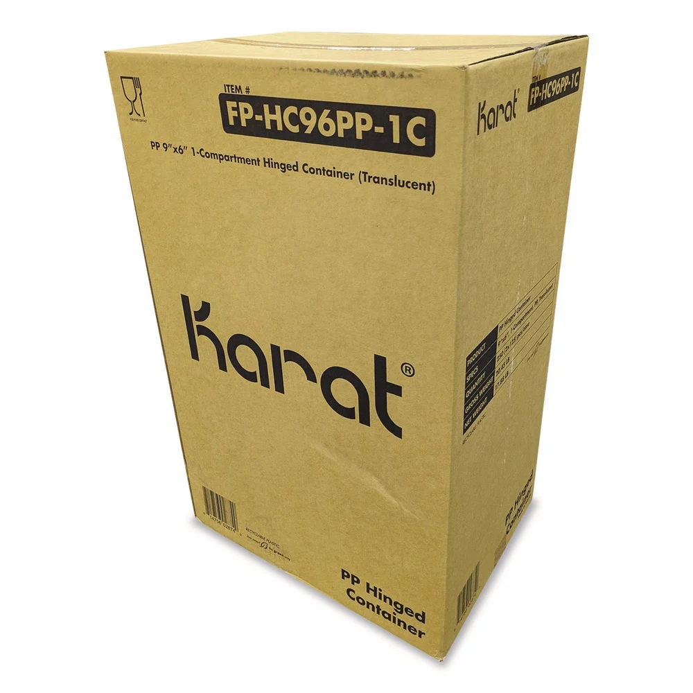 Karat 6 in. x 9 in. x 2.97 in. Polypropylene Plastic Hinged Container - Clear (250/Carton)