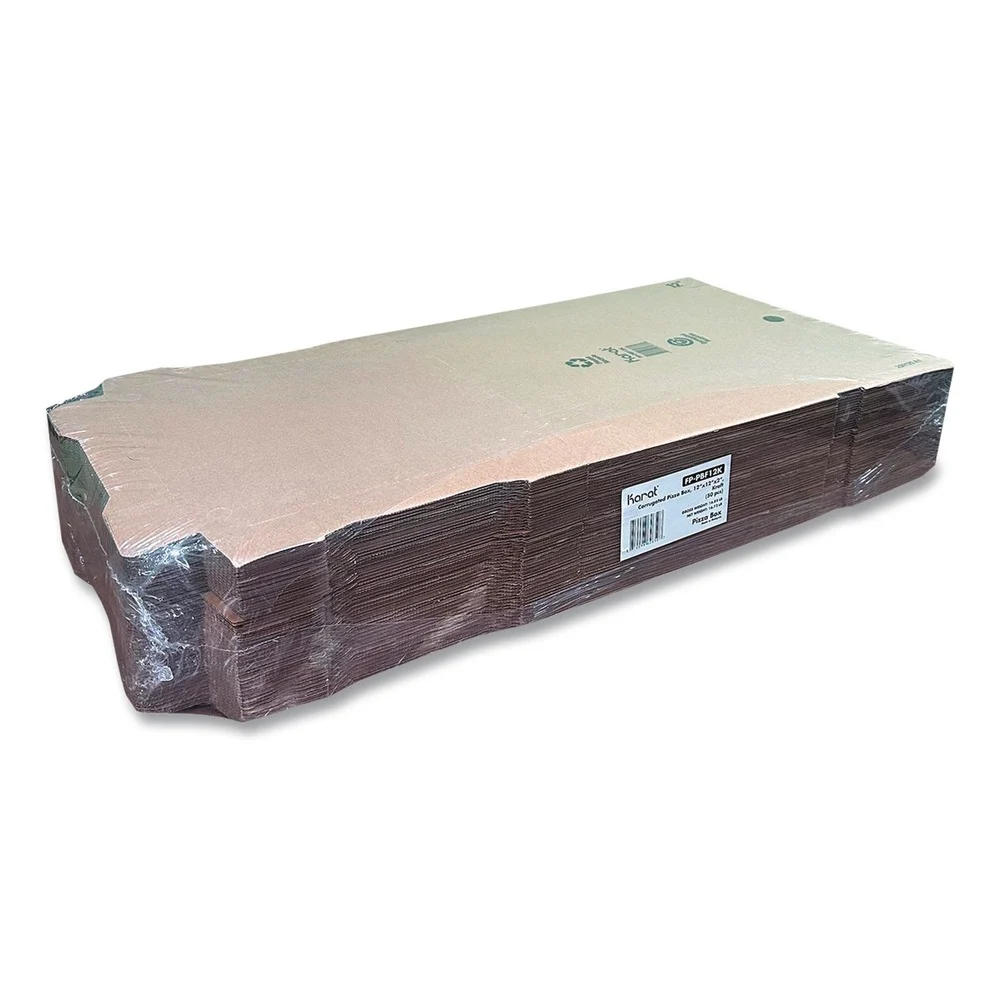 Karat 12 in. x 12 in. x 2 in. Corrugated Pizza Box - Kraft (50/Carton)