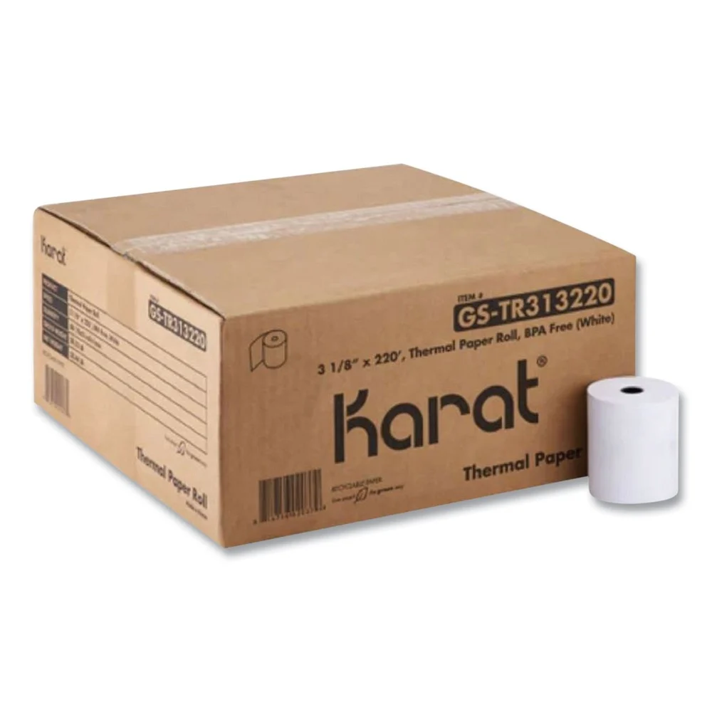 Karat 3.13 in. x 220 ft. Thermal Paper Rolls - White (50/Carton)