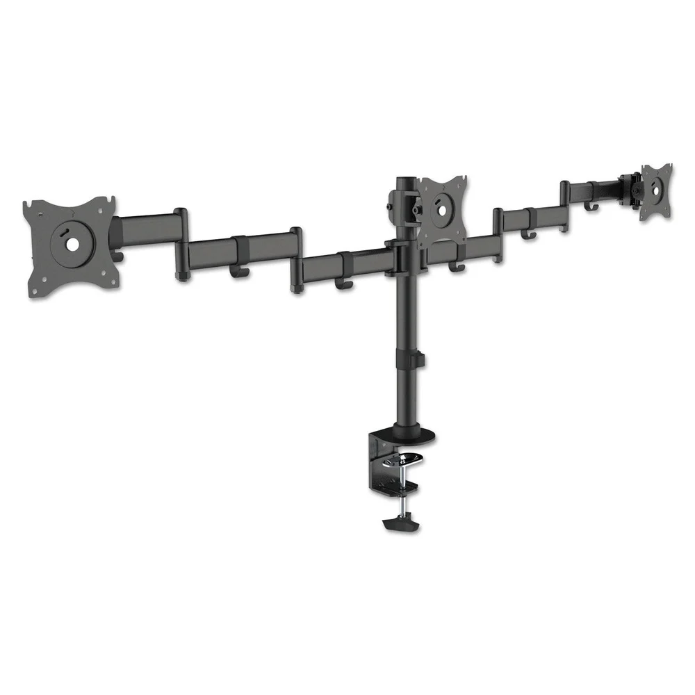 Kantek Articulating Triple Monitor 360-Degree Rotation 45-Degree Tilt 180-Degree Pan 18 lbs. Capacity Arms for 13 in. to 27 in. Monitors - Black
