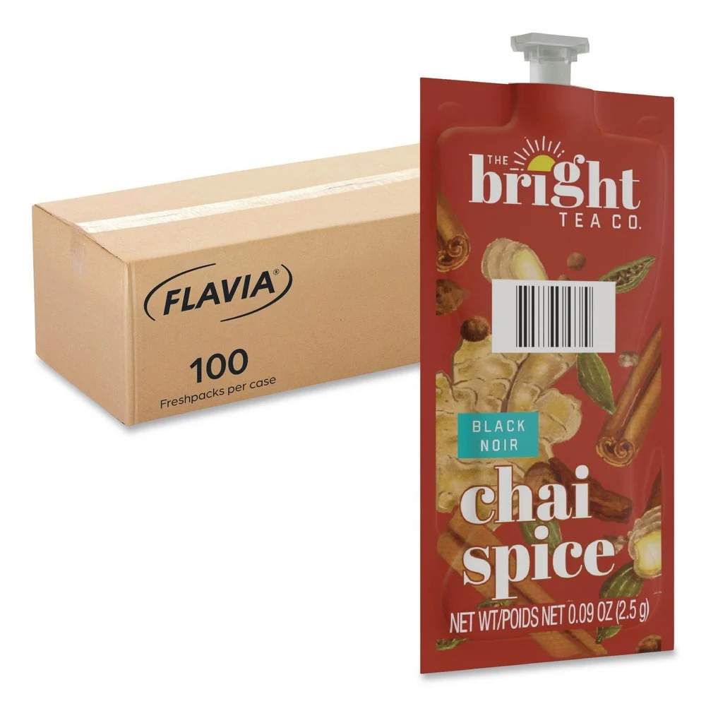 FLAVIA 48021 0.09 oz. Pouch The Bright Tea Co. Freshpack - Chai Spice (100/Carton)