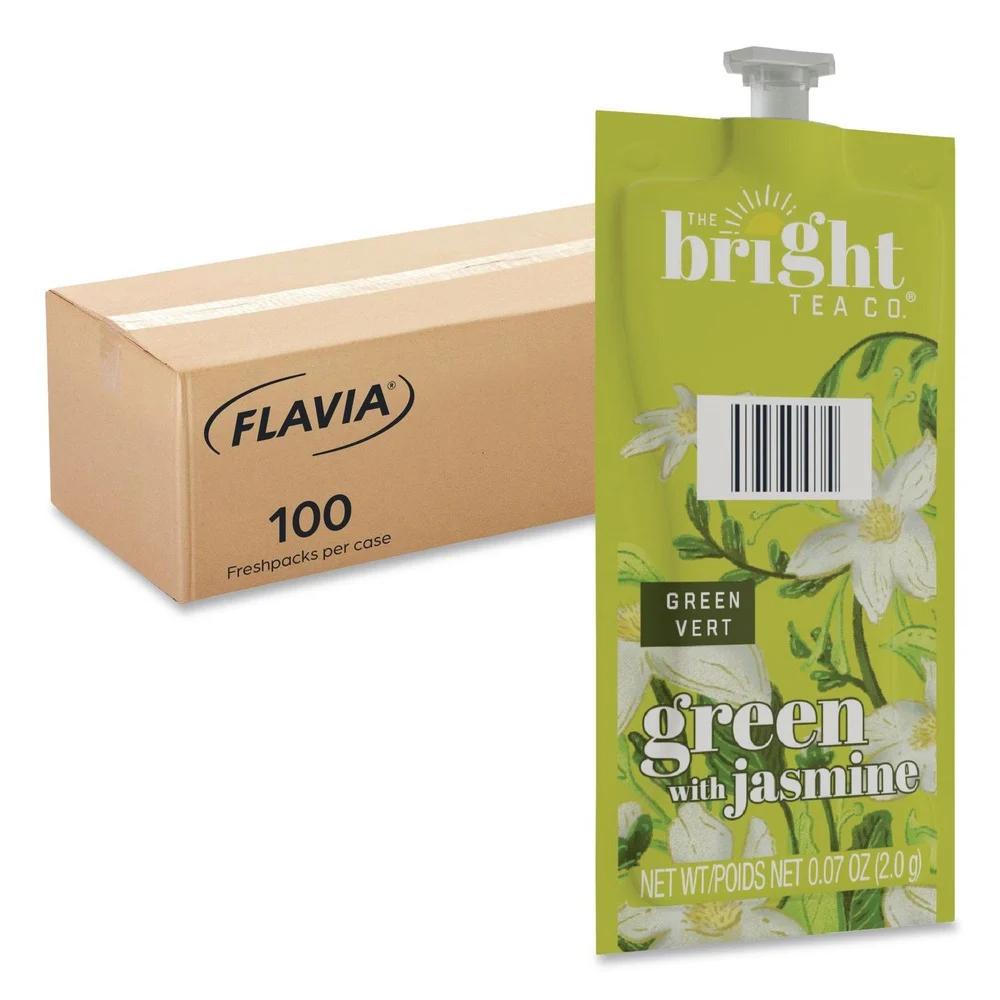 FLAVIA 0.07 oz. Pouch The Bright Tea Co. Freshpack - Green with Jasmine (100/Carton)