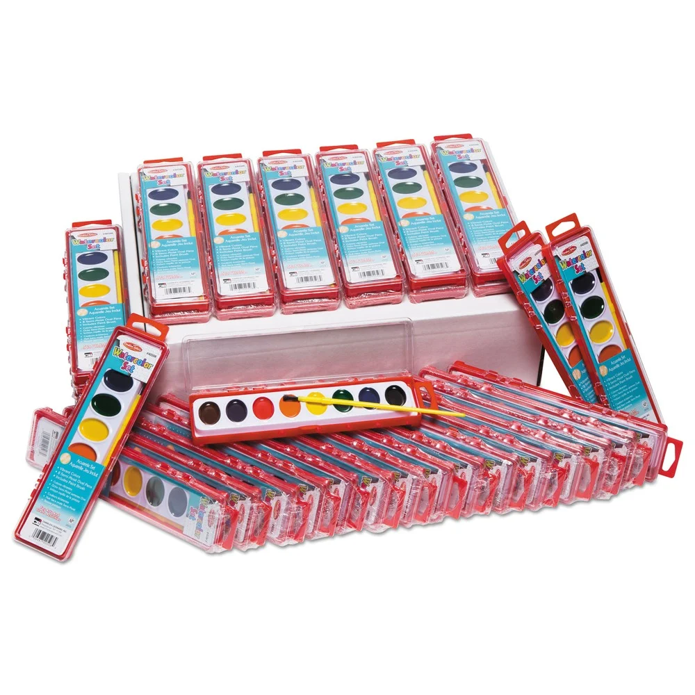 Creative Arts 1 oz Charles Leonard Watercolor Paint Pan Kit Class Pack - Assorted Colors (36/Set)
