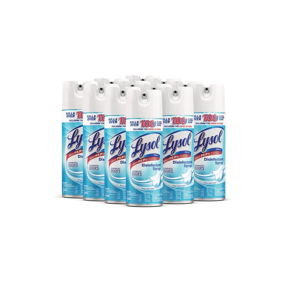 LYSOL Brand 12.5 oz. Aerosol Disinfectant Spray - Crisp Linen Scent (12/Carton)