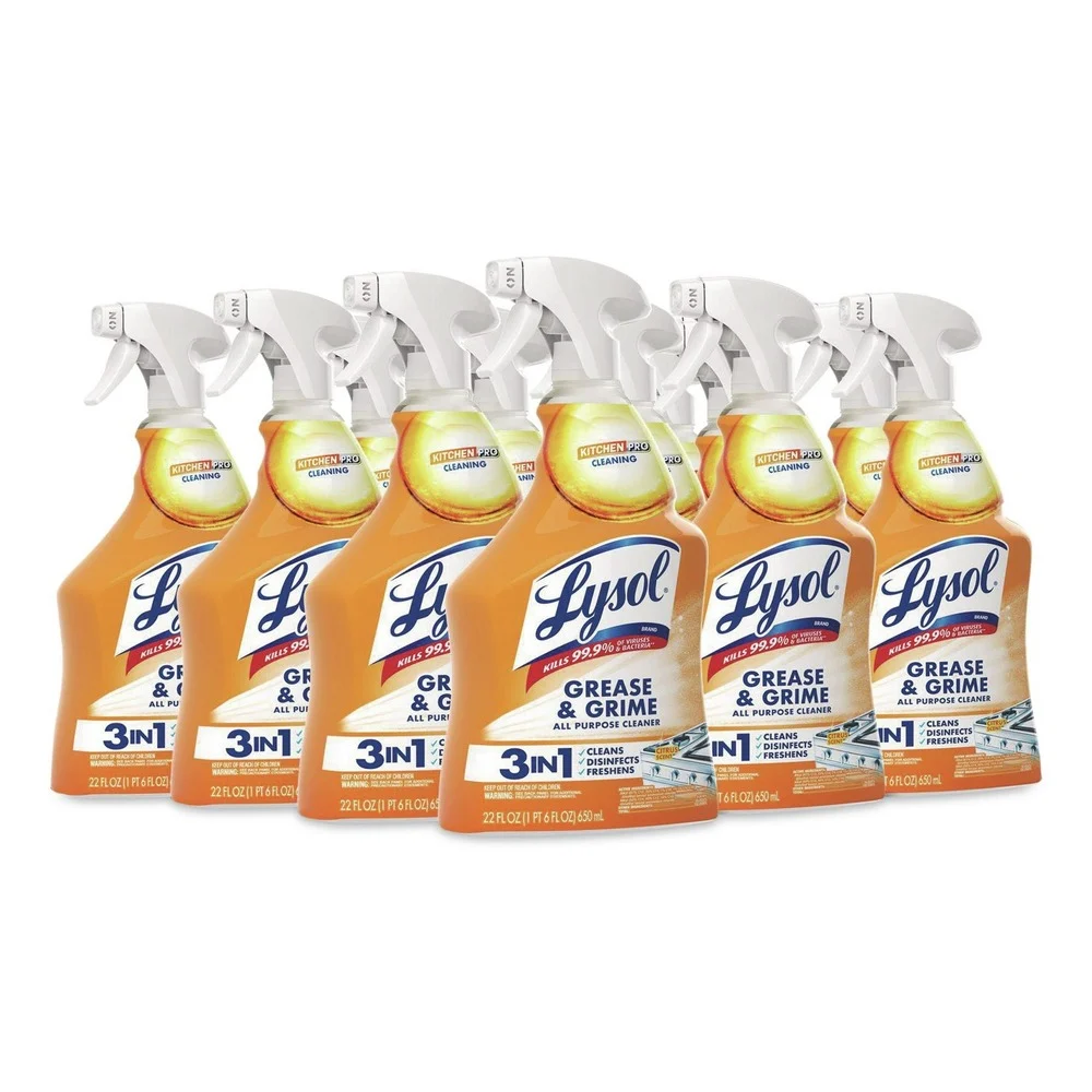 LYSOL Brand 22 oz. Spray Bottle Kitchen Pro Antibacterial Cleaner - Citrus Scent (9/Carton)