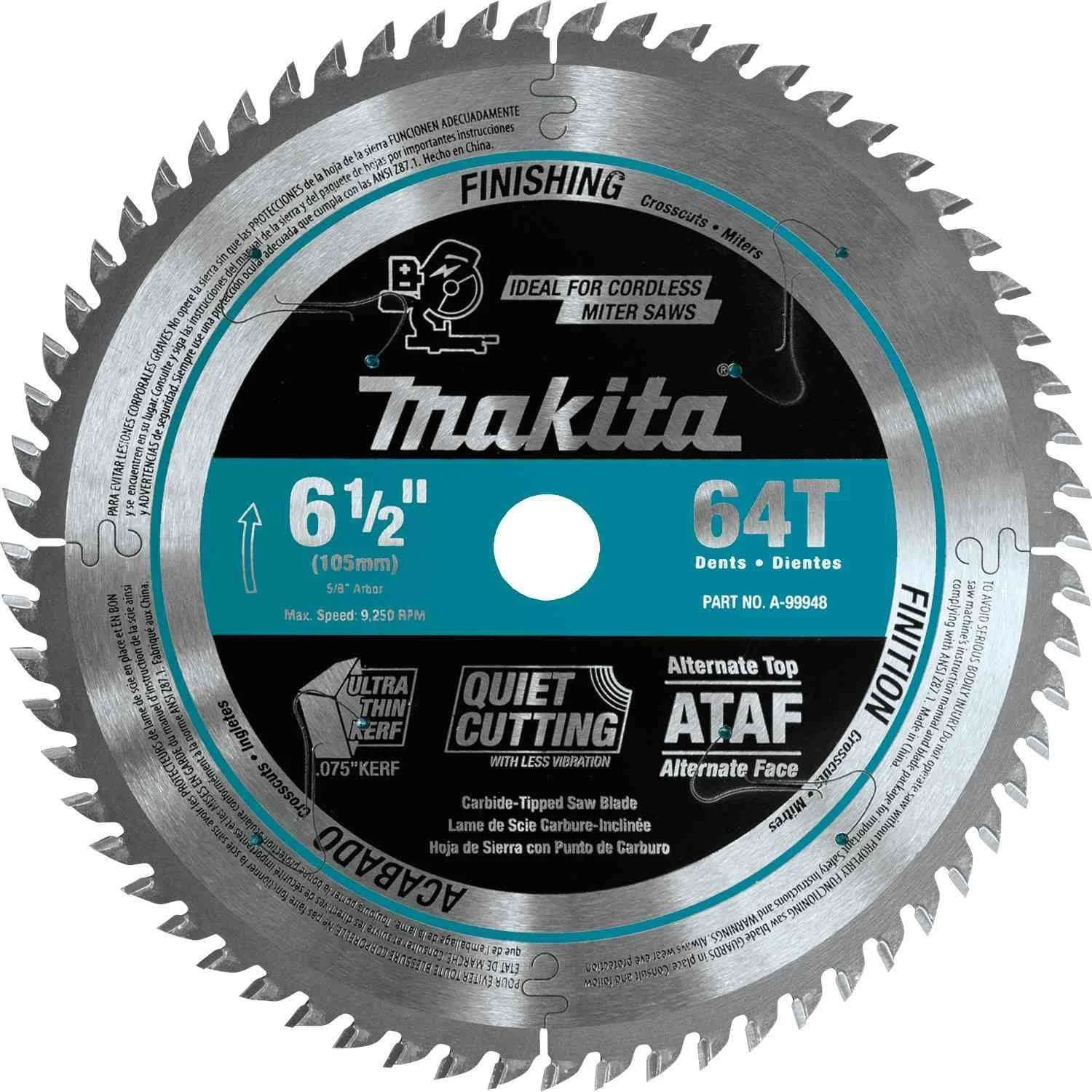 Makita A-99948 6-1/2" 64T Carbide-Tipped Ultra-Thin Kerf Saw Blade