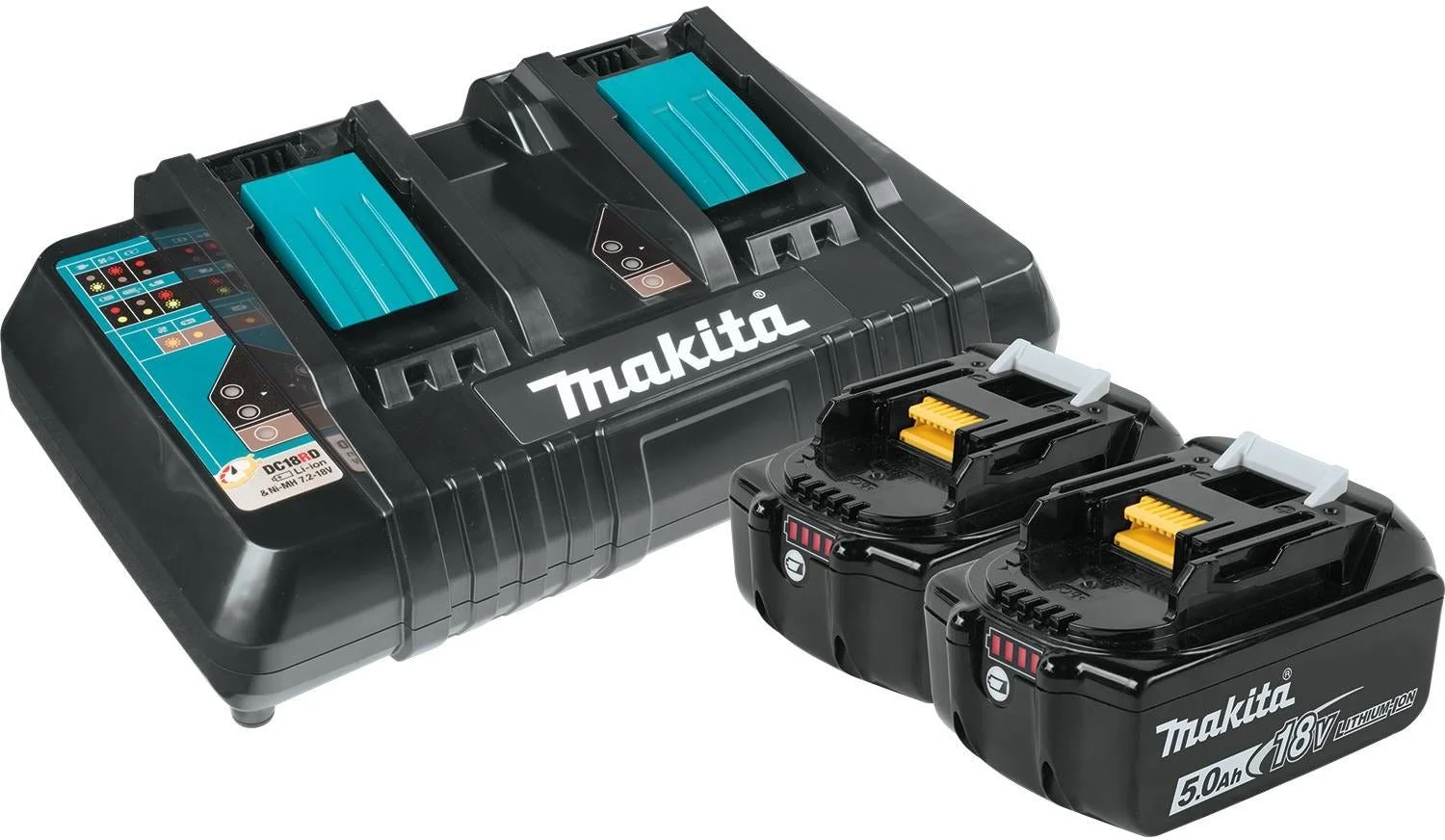 Makita 18V 5.0Ah Batteries and Dual Port Charger Starter Pack