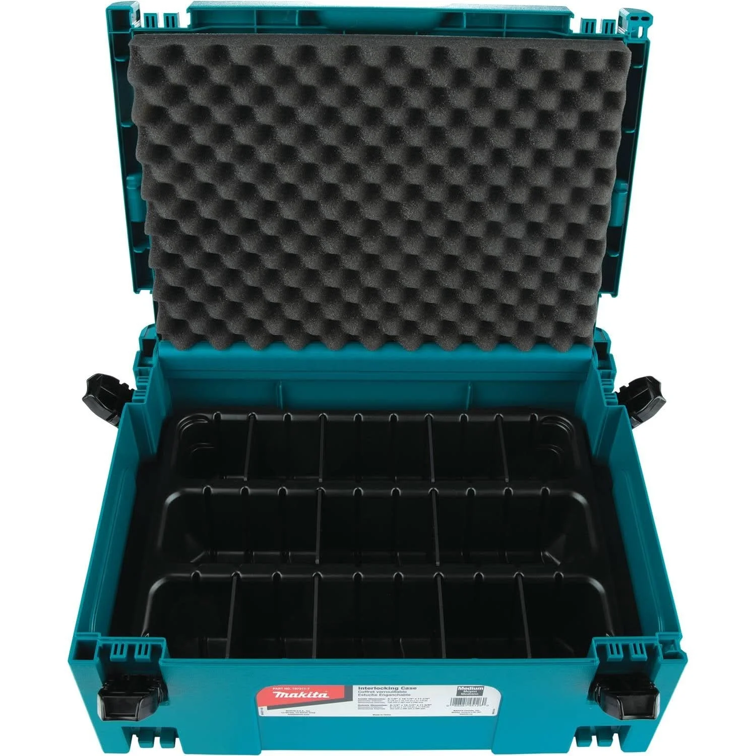 Makita MAKPAC Interlocking Case 3 Row Insert Tray with 6 Dividers and Foam Lid
