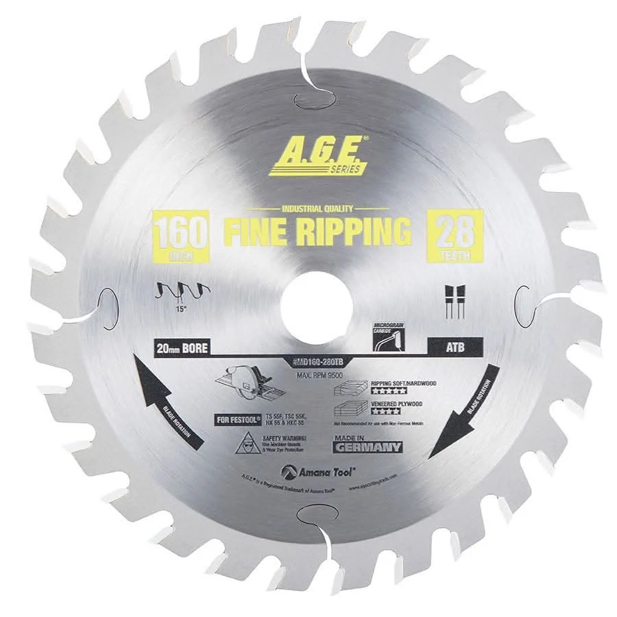 Amana Tools MD168-280TB 168mm x 28T Wood Universal Circular Saw Blade (Fits Festool TS 60 & SYS 50)