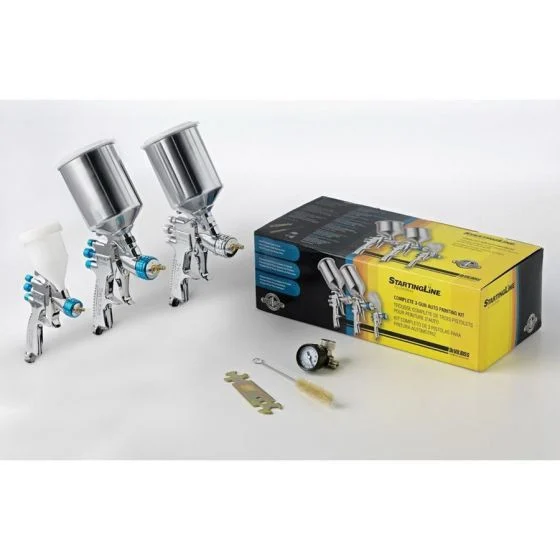 DevilBiss? StartingLine? 802789 3-Gun Painting Kit, 1.3, 1.8, 1 mm Nozzle, 600,