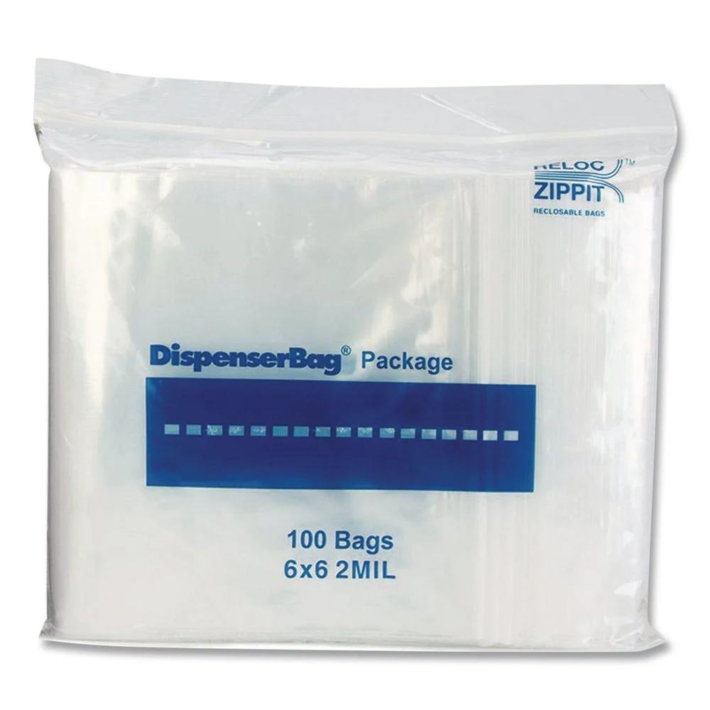 Fantapak Reloc Zippit 6 in. x 6 in. Plastic Zipper Bags - Clear (1000/Box)