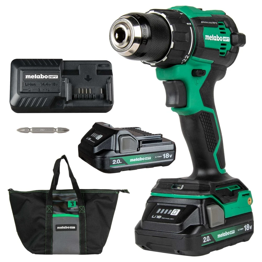 Metabo HPT 18V MultiVolt Lithium-Ion Brushless 1/2 in. Cordless Drill Driver Kit (2 Ah)