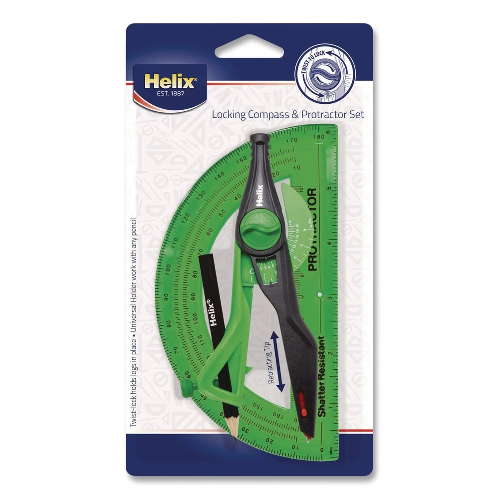 Maped Helix 12 in. Maximum Diameter 6 in. Ruler Edge Locking Compass and Protractor Set - Random Assorted Color