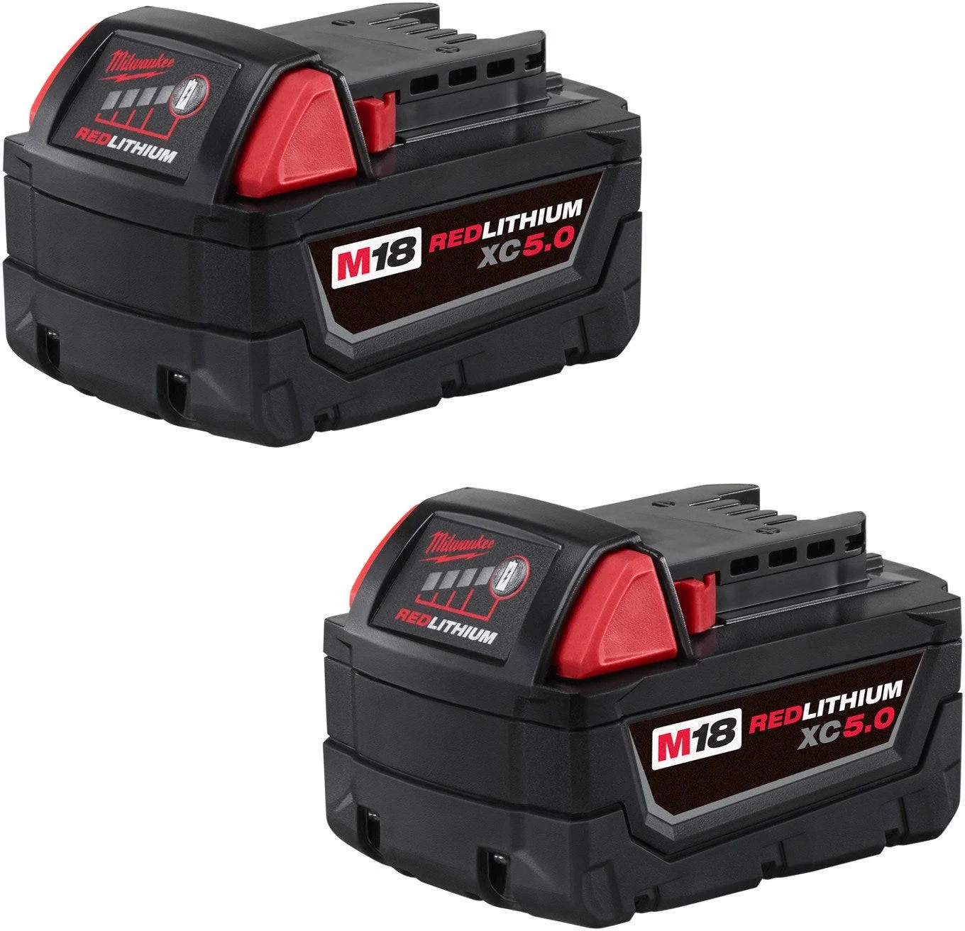 Milwaukee M18 Redlithium XC 5.0Ah Extended Capacity Battery, 2-Pack