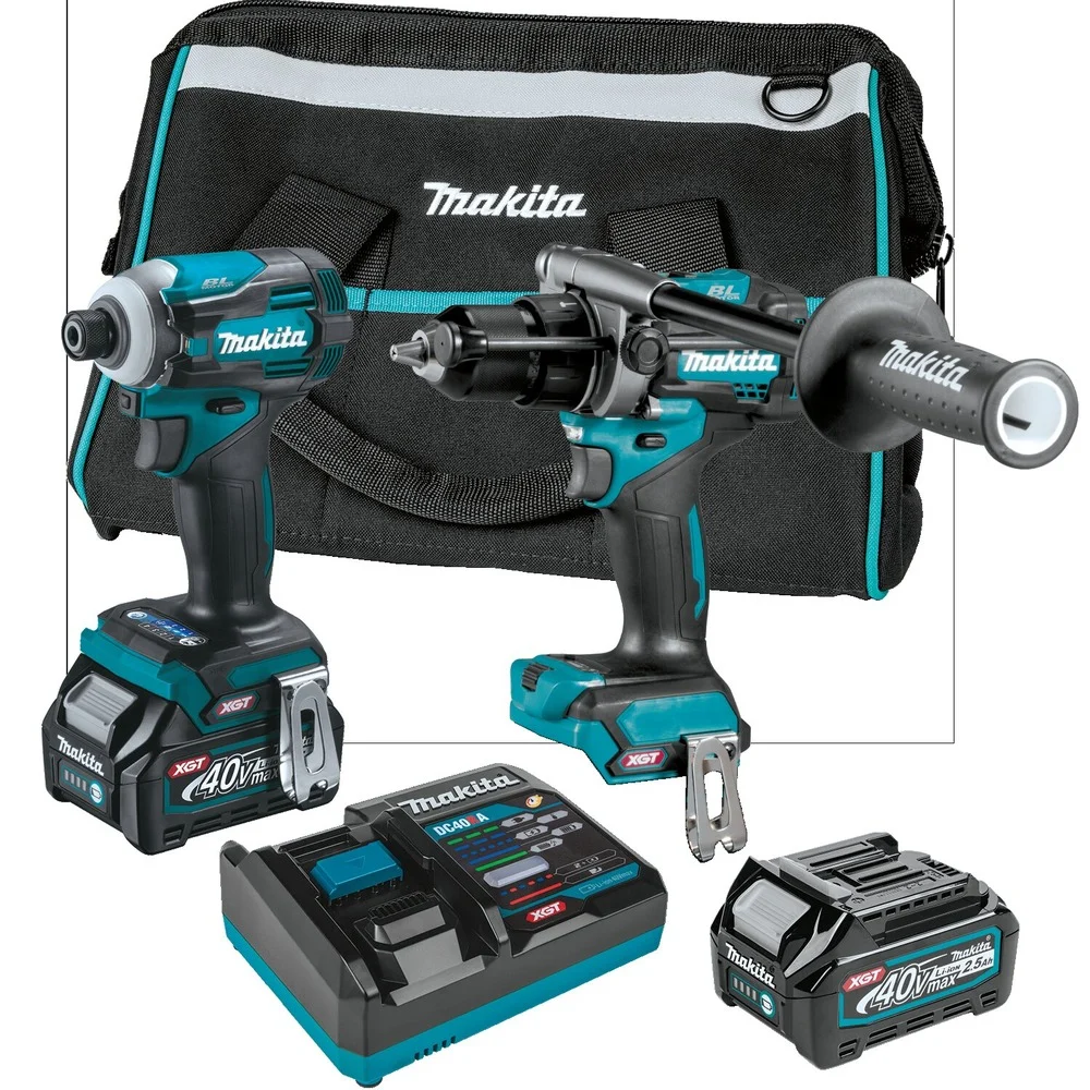 Factory Reconditioned Makita 40V MAX XGT Brushless Lithium-Ion 1/2 in. Cordless Hammer Drill Driver and 4-Speed Impact Driver Combo Kit (2.5 Ah)