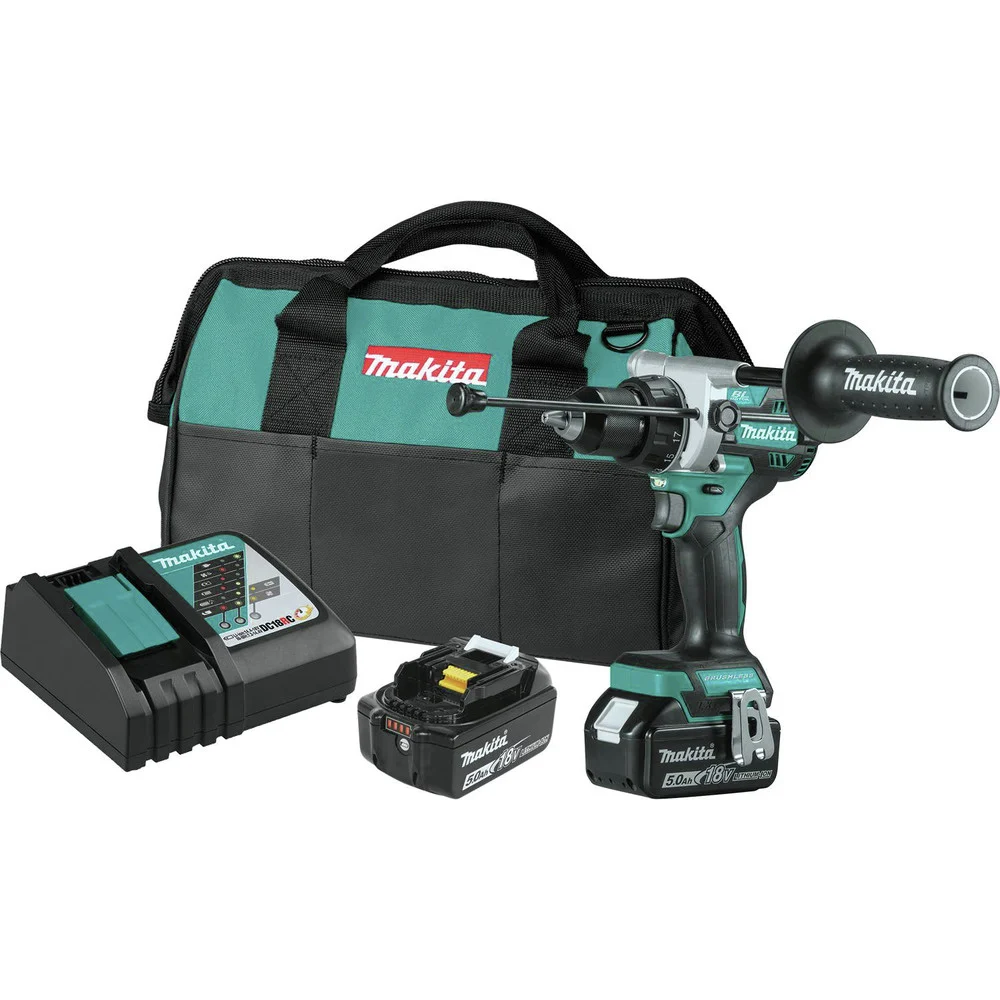 Factory Reconditioned Makita 18V LXT Brushless Lithium-Ion 1/2 in. Cordless Hammer Drill Driver Kit with 2 Batteries (5 Ah)
