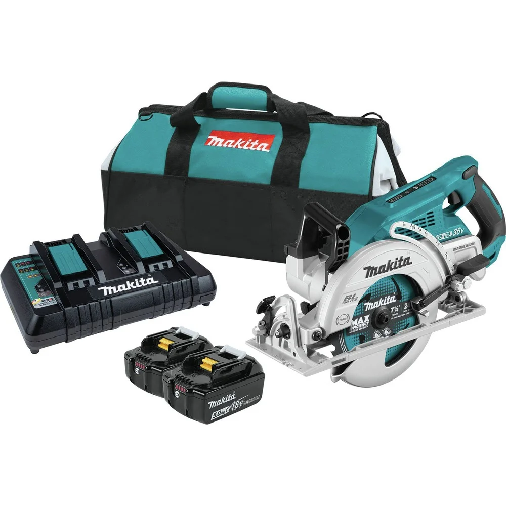 Factory Reconditioned Makita XSR01PT-R 18V X2 LXT (36V) Brushless Cordless Rear Handle 7-1/4 in. Circular Saw Kit (5 Ah)