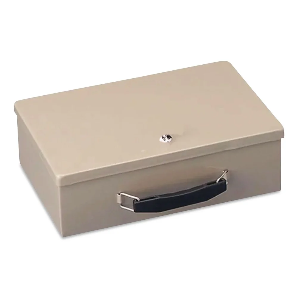SteelMaster 4 in. x 12.75 in. x 8.25 in. 1-Compartment Fire Retardant Cash/Security Box - Sand