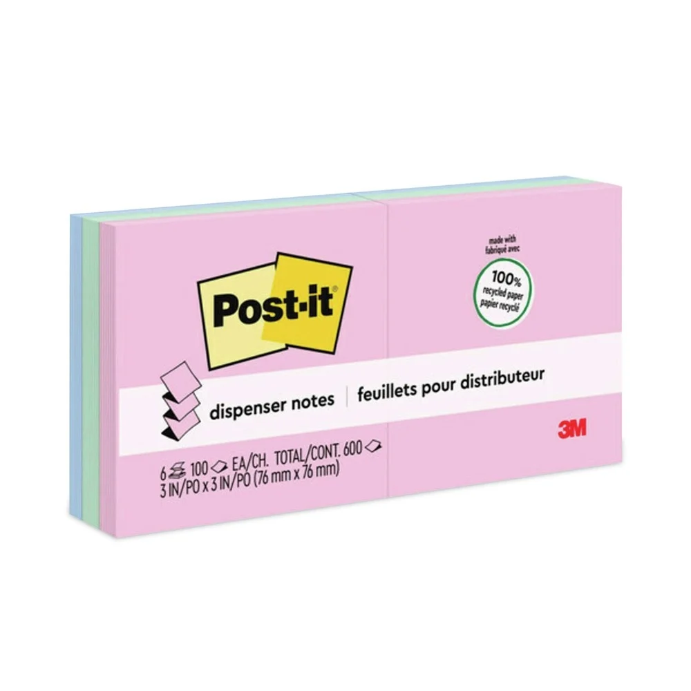 Post-it Greener Notes 3 x 3 Original Recycled Pop-up Notes - Sweet Sprinkles Collection (6/Pack)