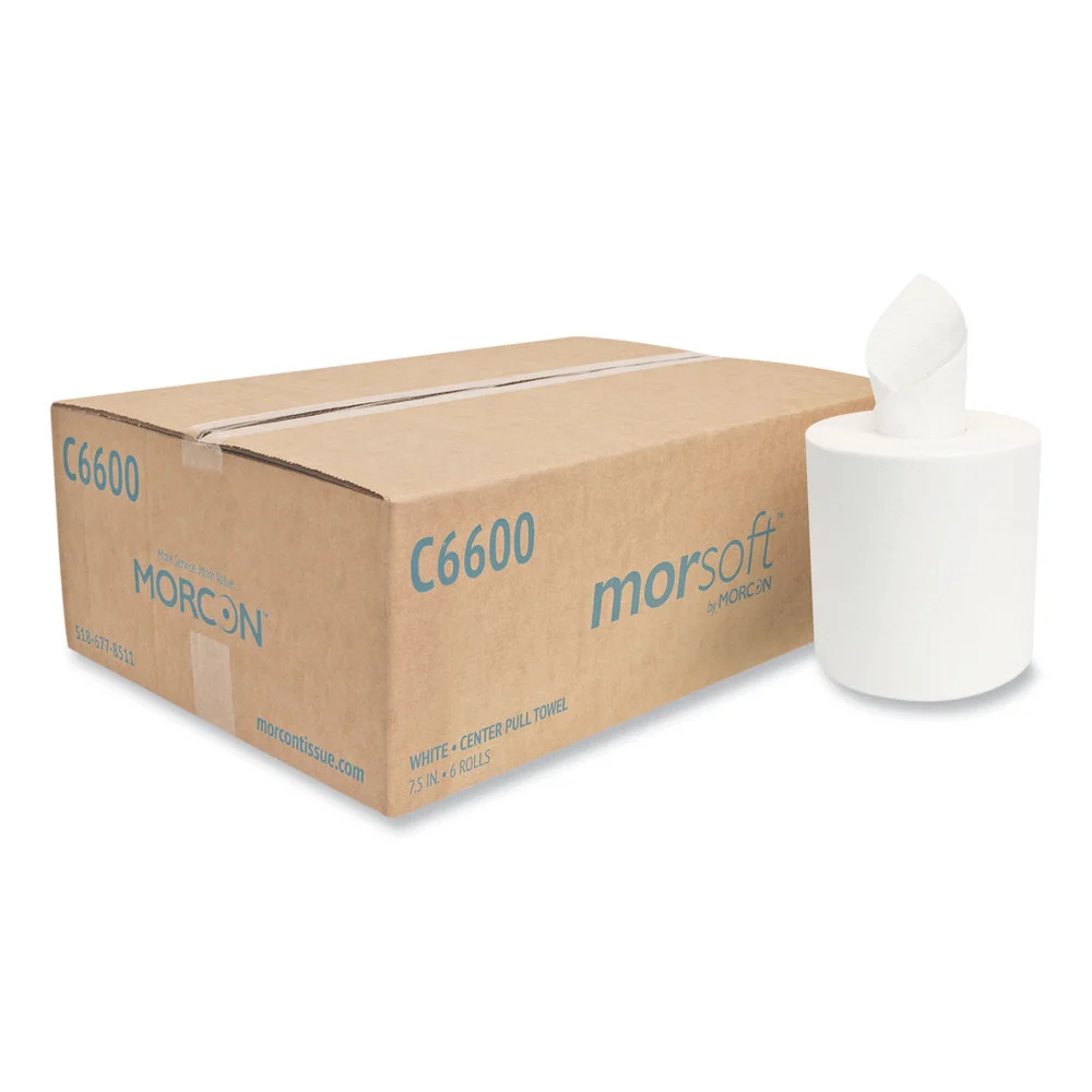 Morcon Paper C6600 Morsoft 6.9 in. Diameter 2-Ply Center-Pull Roll Towels - White (6/Carton)