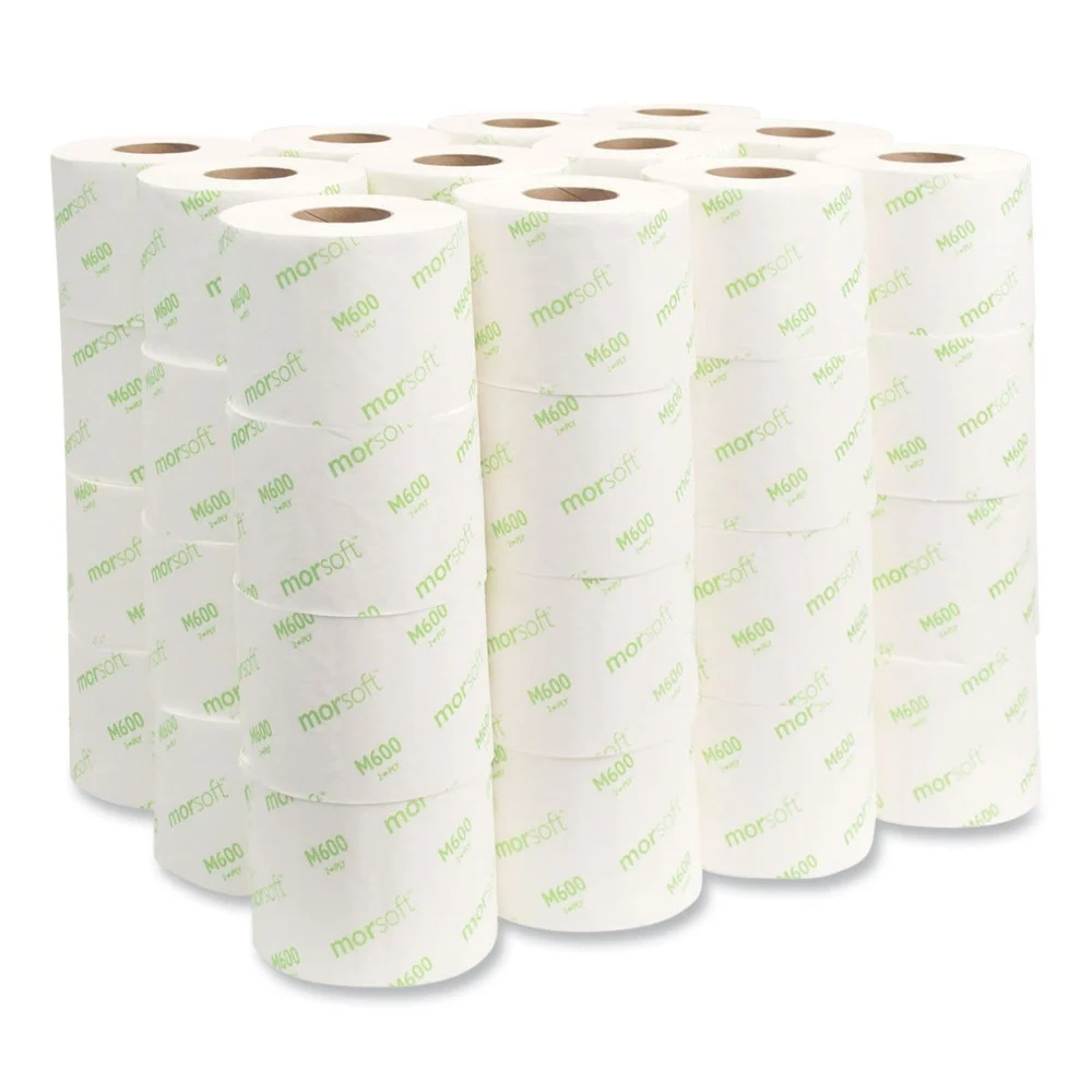 Morcon Paper Morsoft 2-Ply Septic-Safe Controlled Bath Tissue - White (600 Sheets/Roll, 48 Rolls/Carton)