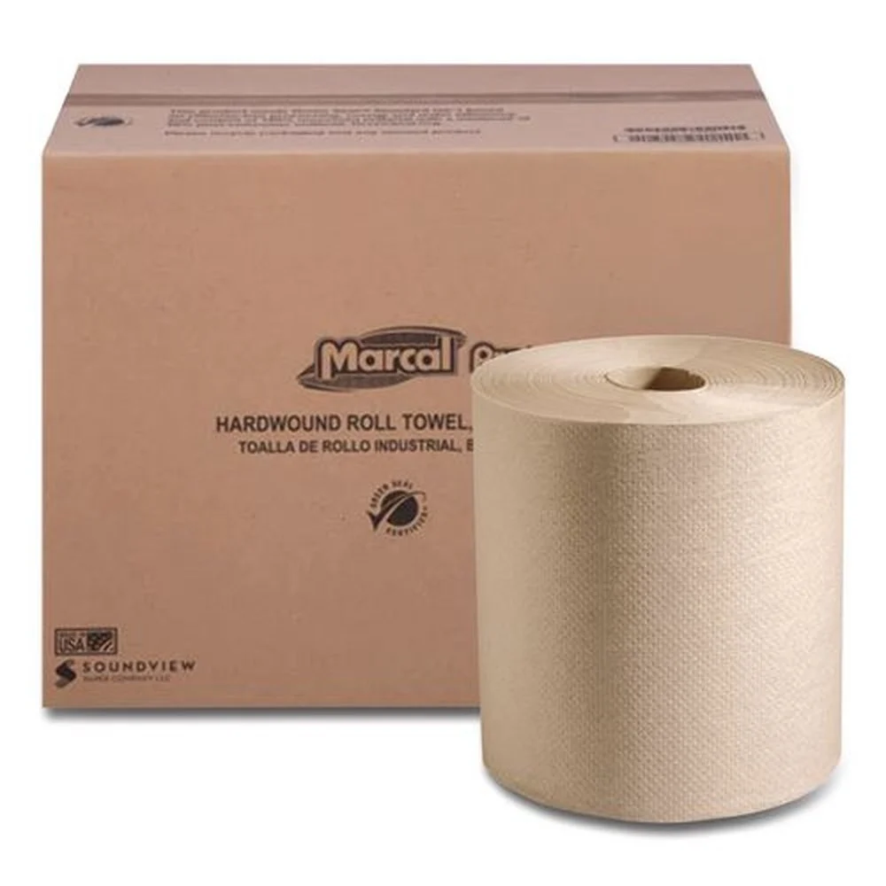 Marcal PRO 7.88 in. x 800 ft. 1-Ply 100 Percent Recycled Hardwound Roll Paper Towels - Natural (6 Rolls/Carton)